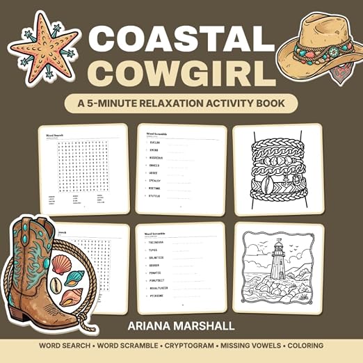 Cover of Coastal Cowgirl: A 5-Minute Relaxation Activity Book