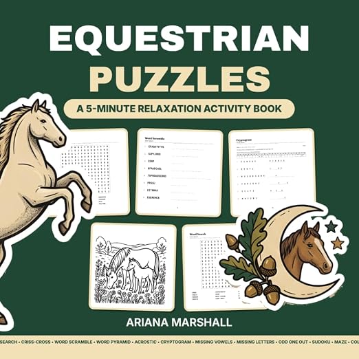 Cover of Equestrian Puzzles: A 5-Minute Relaxation Activity Book