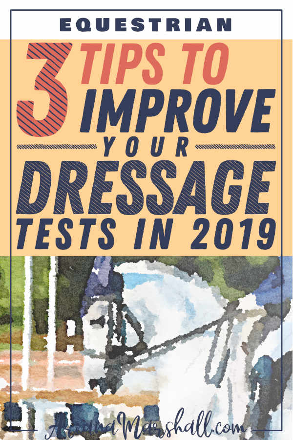 White Dressage Horse with title 3 Tips to Improve Your Dressage TEsts in 2019 #dressage #dressagetests
